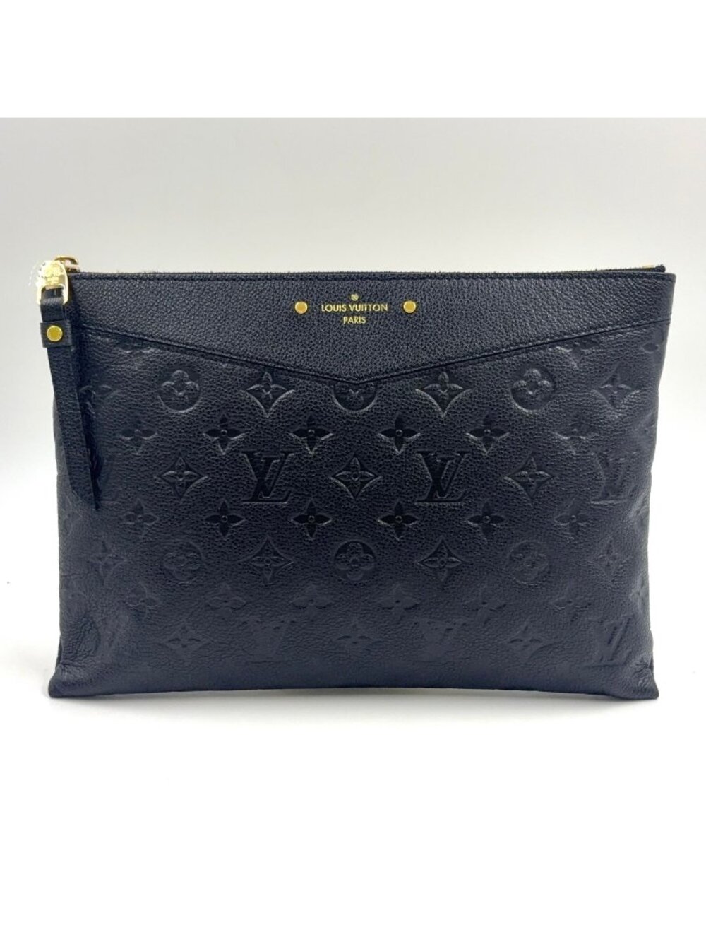 Louis Vuitton Monogram Empreinte Daily Pouch Leather Black Clutch Gold